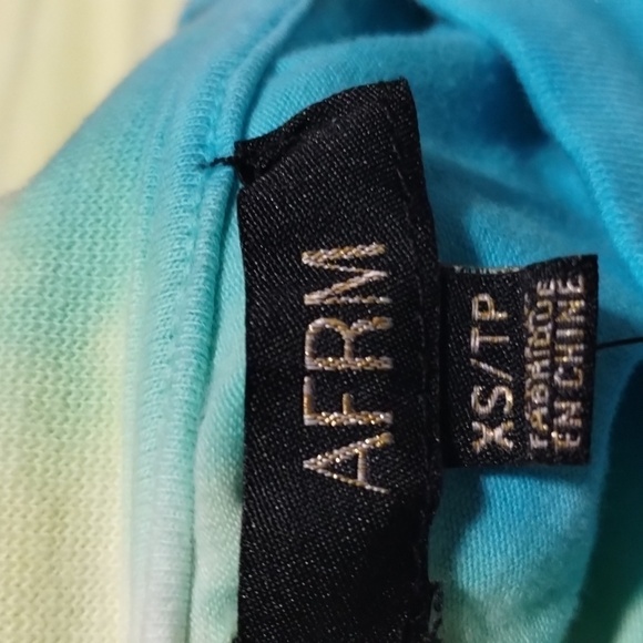 NWT AFRM teal yellow tie-dye tank top w ruched shoulders Sz XS - Picture 8 of 11